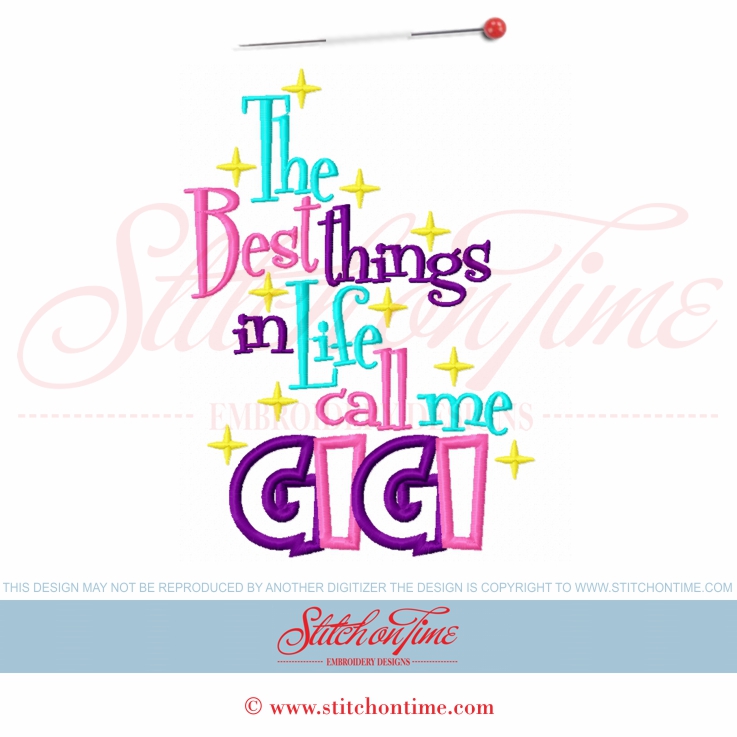 5697 Sayings : The Best Thing In Life Call Me...Applique 6x10