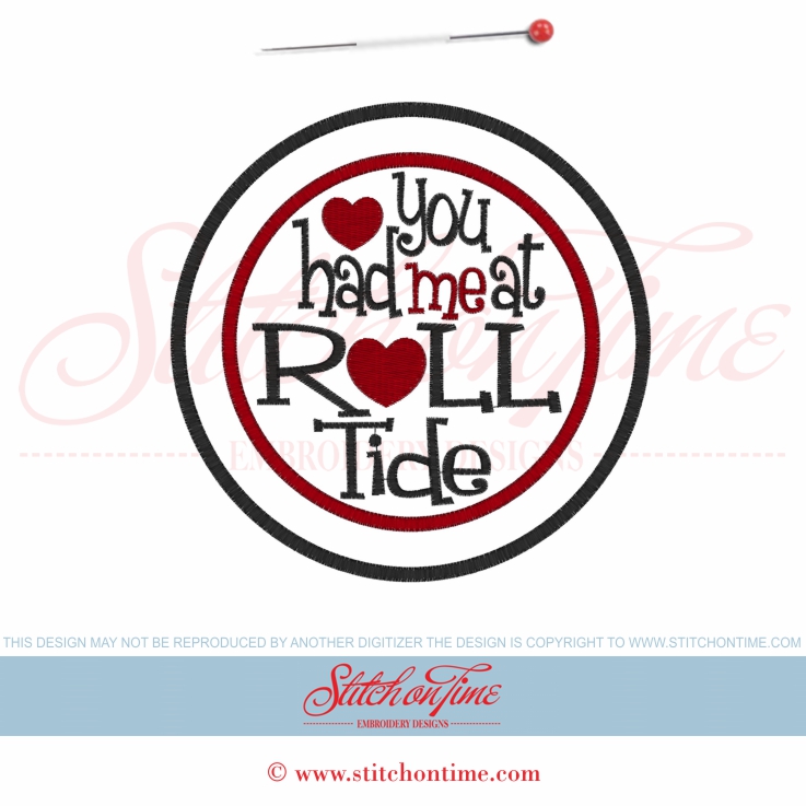 5762 Sayings : You Had Me At Roll Tide Applique 6x10
