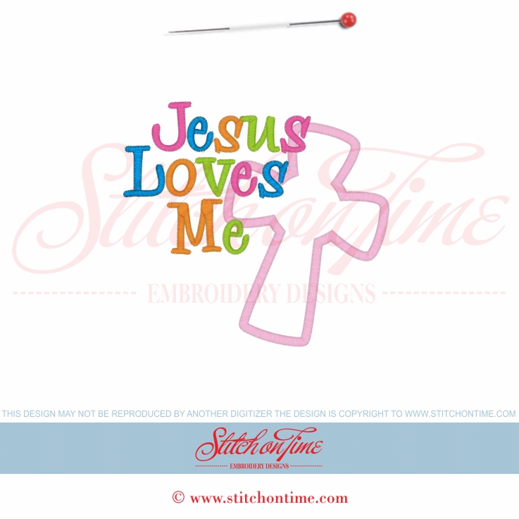 5847 Sayings : Jesus Loves Me Cross Applique 5x7