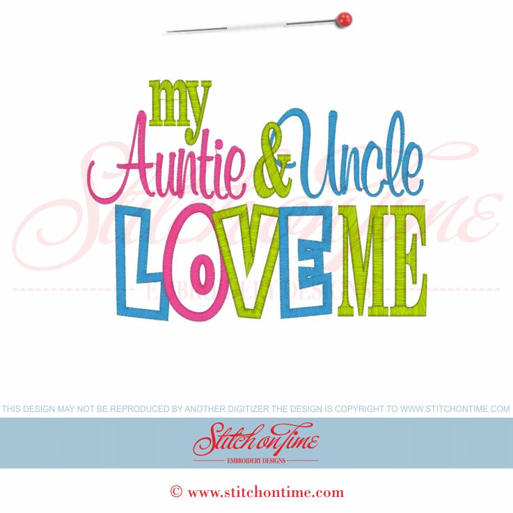 5888 Sayings : My Auntie & Uncle Love Me Applique 5x7