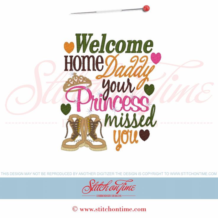5970 Sayings : Welcome Home Daddy Applique 5x7