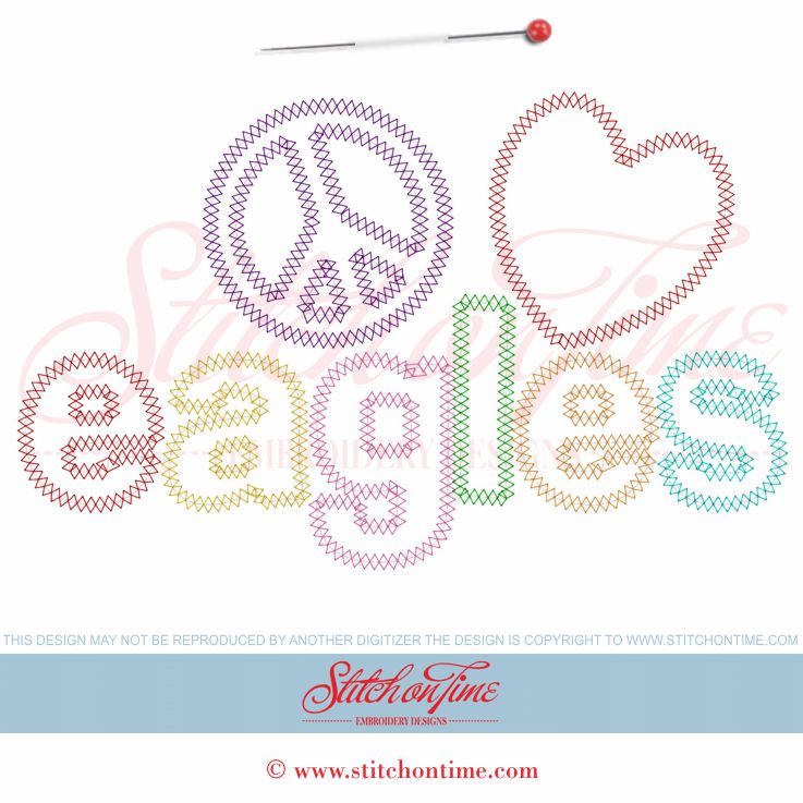 5982 Sayings : Peace Love Eagles Applique 6x10