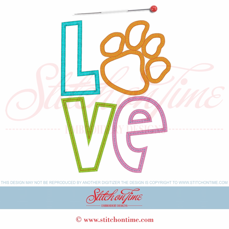 6032 Sayings : Love Paw Applique 5x7