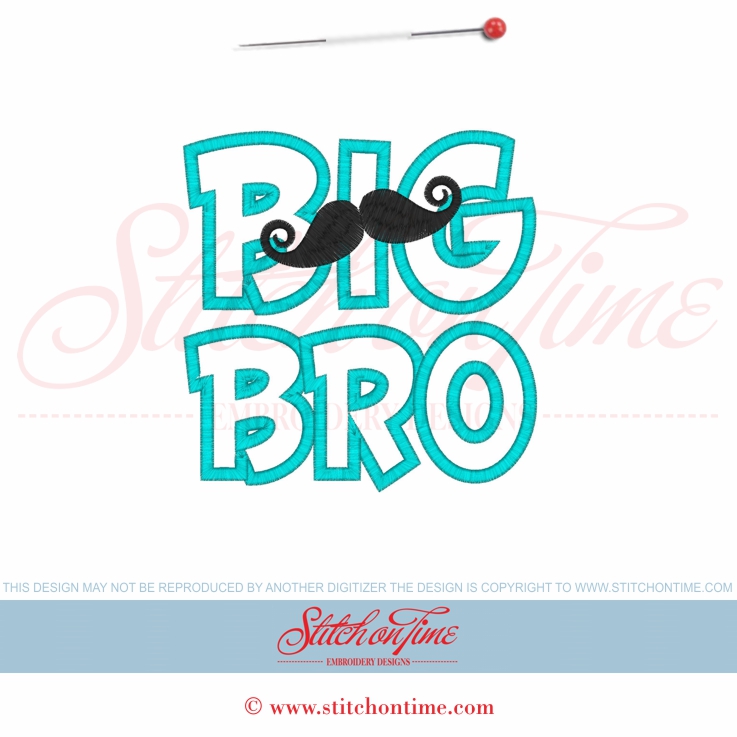 6049 Sayings : Big Bro Stache Applique 5x7