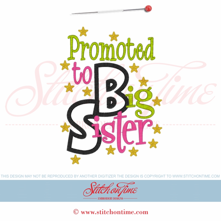 6059 Sayings : Promoted to Big Sister Applique 5x7