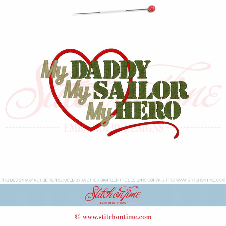 6094 Sayings : My Daddy My Sailor My Hero Applique 5x7