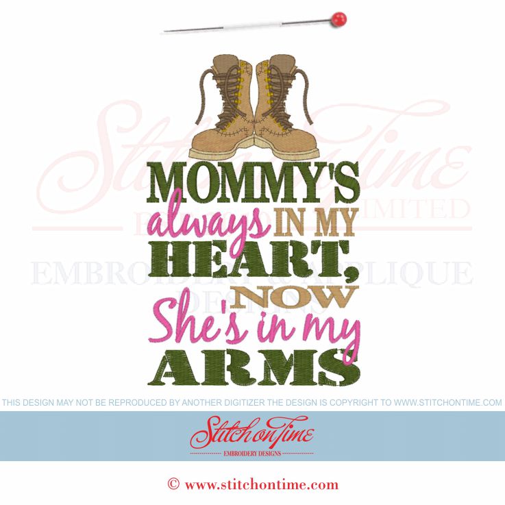 6153 Sayings : Mommy's Always In My Heart Combat Boots 5x7