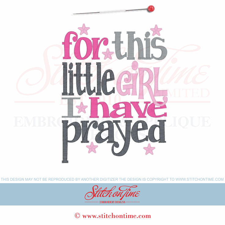 6170 Sayings : For This Little Girl I Have Prayed 5x7