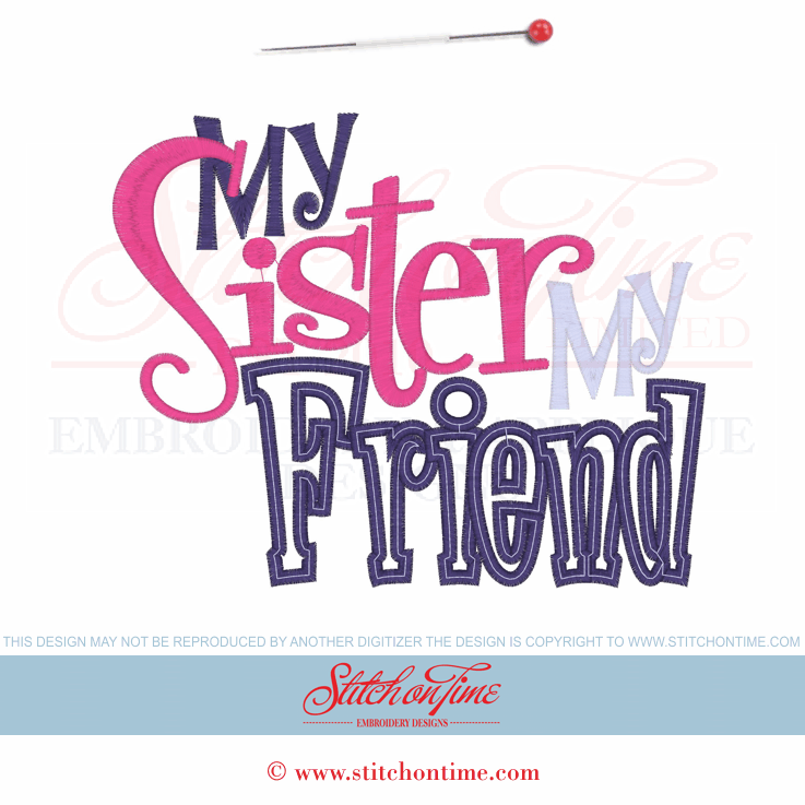 6177 Sayings : My Sister My Friend Applique 6x10