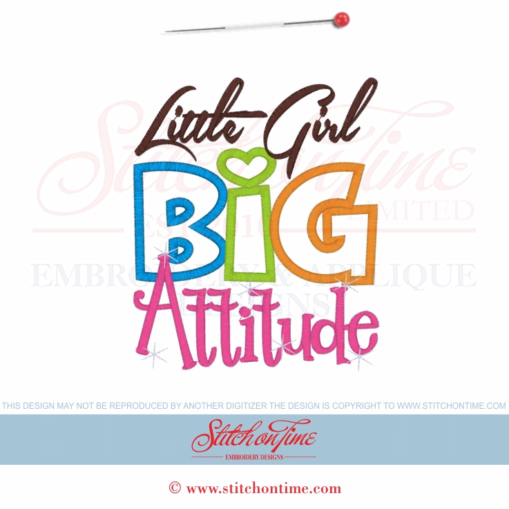 6326 Sayings : Little Girl Big Attitude Applique 5x7