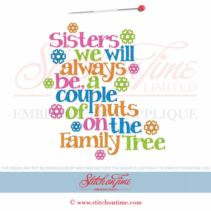 6400 Sayings : Sisters We Will Always Be 2 Hoop Sizes
