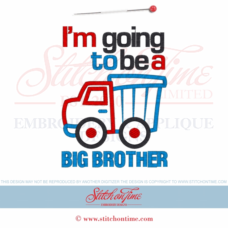 6425 Sayings : I'm Going To Be A Big Brother Truck Applique 5x7