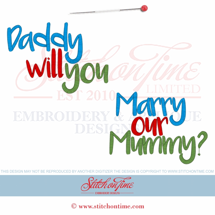 6494 Sayings : Daddy Will You Marry Mummy? 2 5x7 Files