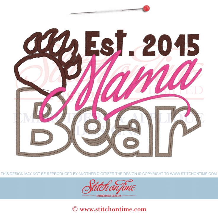 6592 Sayings : Mama Bear Applique 6x10