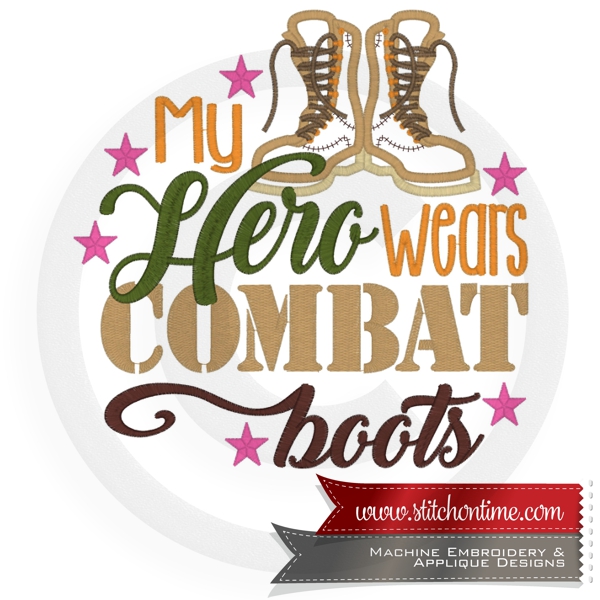 6862 Sayings : My Hero Wears Combat Boots Applique