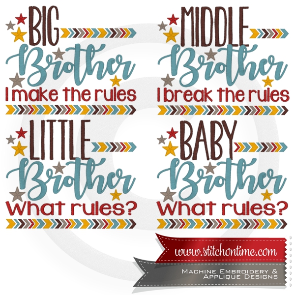 6879 Sayings : Baby, Little, Middle, Big Brother 5x7