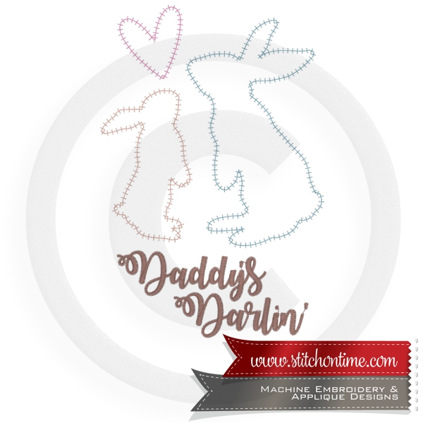6881 Sayings : Bunny Rabbits Daddy's Darlin' Applique 5x7