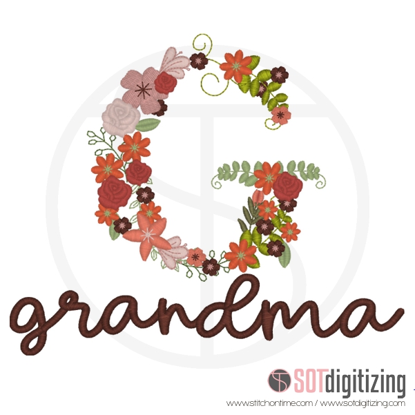 7258 SAYINGS : Floral G With Grandma