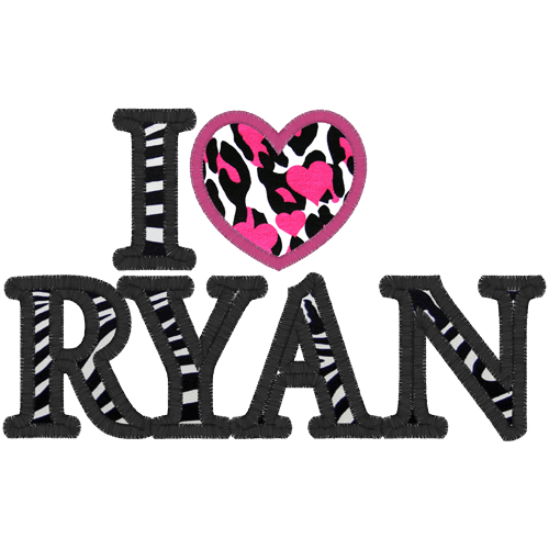 Sayings (A763) I love Ryan Applique 5x7