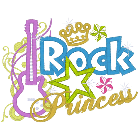 Sayings (A908) Rock Star Princess Applique 6x10