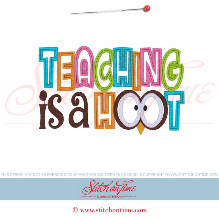 101 School : Teaching Is A Hoot Applique 5x7