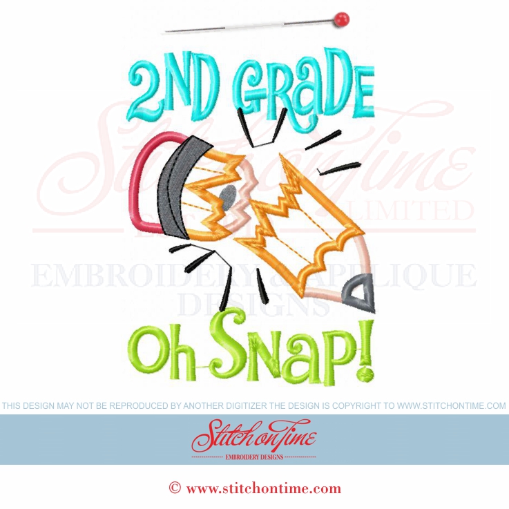 121 School : 2nd Grade Oh Snap Applique 5x7