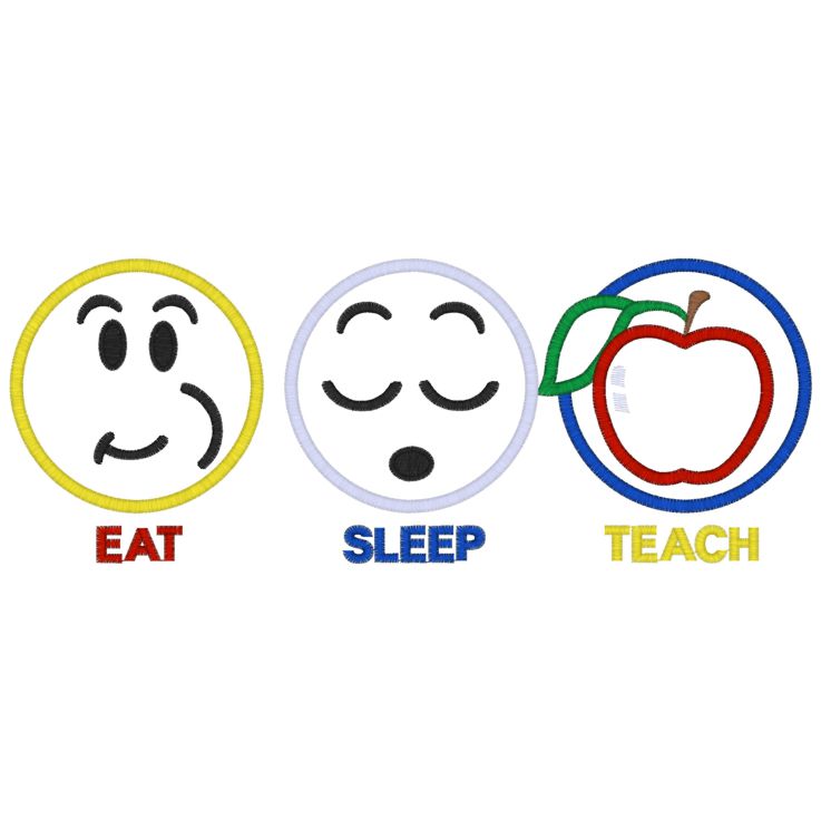 School (23) Eat Sleep Teach Applique 6x10