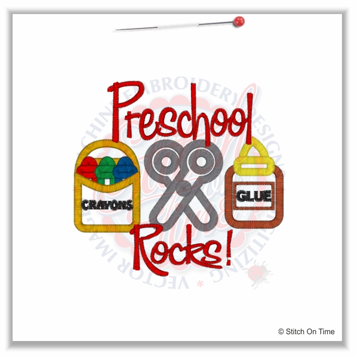 30 School : Preschool Rocks Applique 5x7