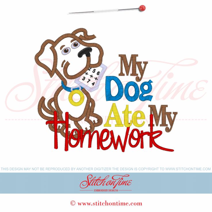 64 School : My Dog Ate My Homework Applique 6x10