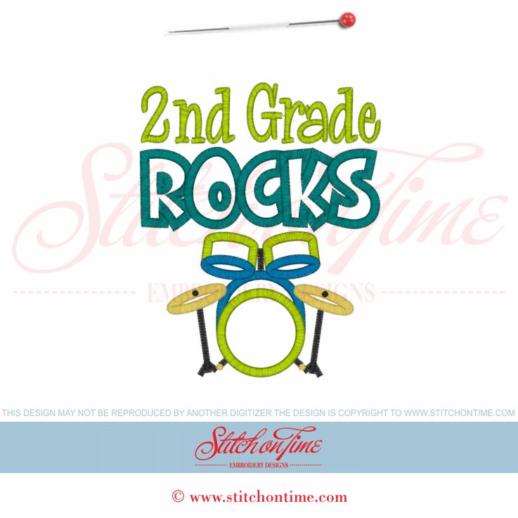 80 School : 2nd Grade Rocks Applique 5x7