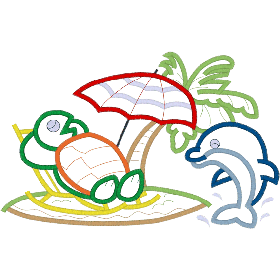 Sea Life (A65) Turtle & Dolphin Applique 5x7