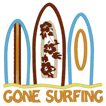 Sea Life (87) Gone Surfing Applique 5x7