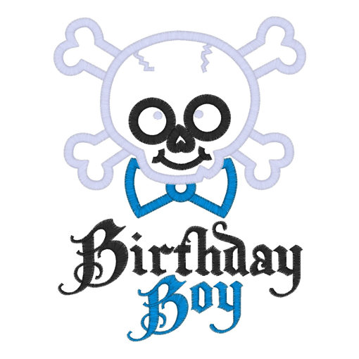Skulls (38) Birthday Boy Applique 5x7