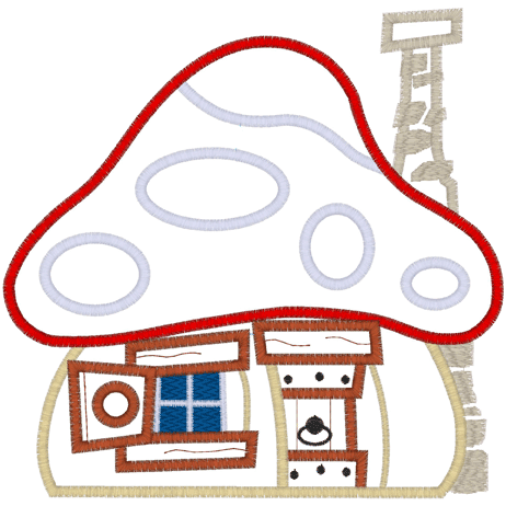 Blue People (A7) Toadstool House Applique 6x10