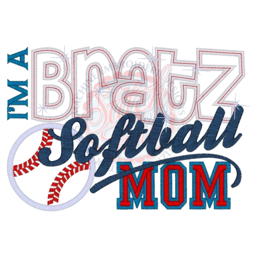Softball (12) Bratz Softball Mom Applique 5x7