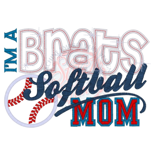 Softball (13) Brats Softball Mom Applique 5x7