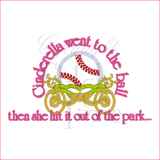 Softball (2) Cinderella Applique 5x7