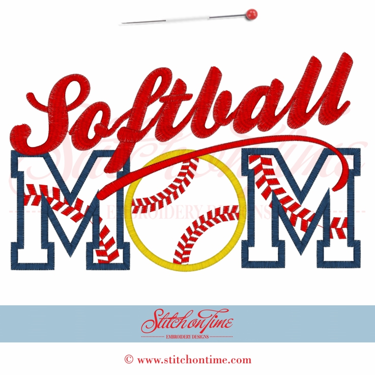 22 Softball : Softball Mom Applique 6x10