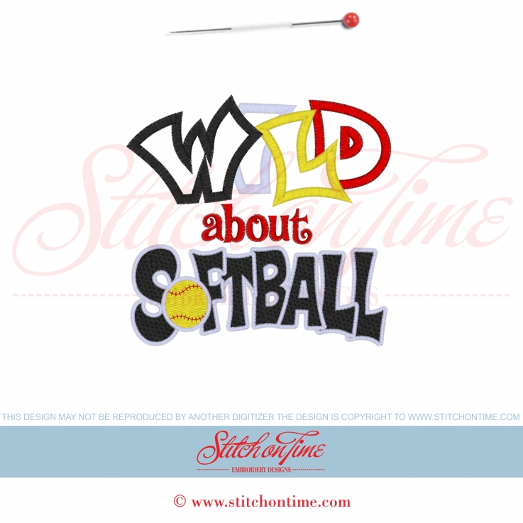 24 Softball : Wild About Softball Applique 5x7