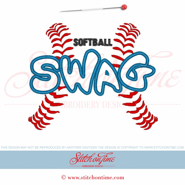25 Softball : Softball Swag Applique 6x10