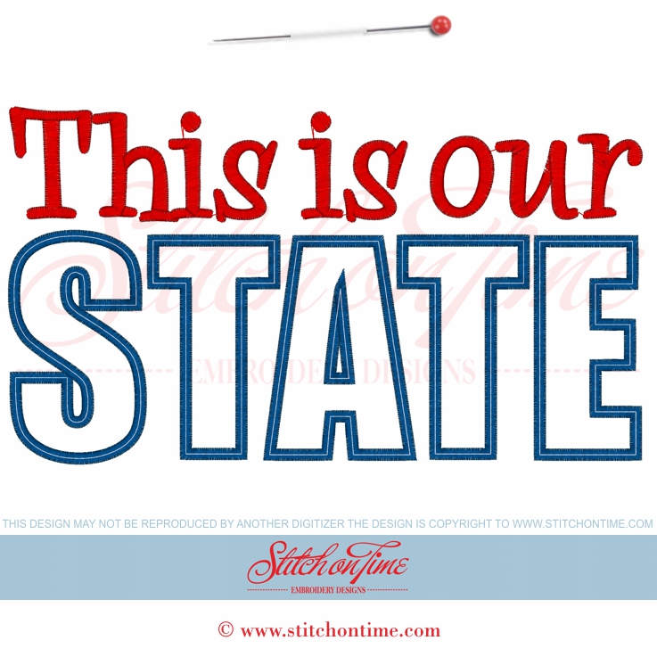 12 States : This Is Our State Applique 6x10