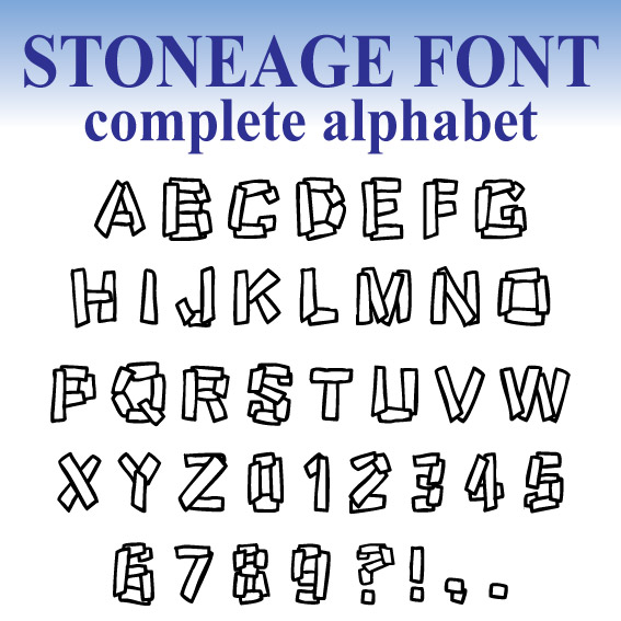 Fonts (A1) Stoneage Full Embroidery 25mm 50mm 75mm