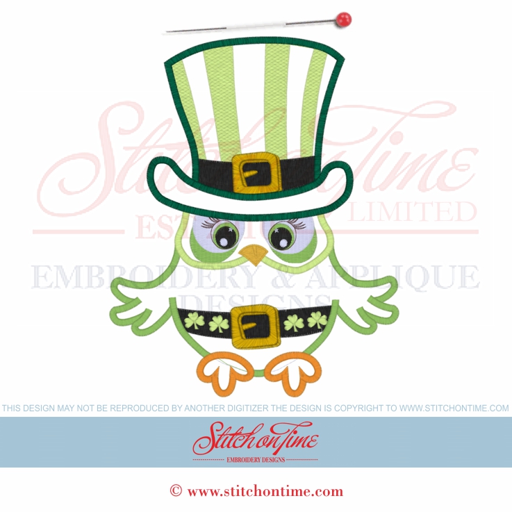 4 St Patricks Owl (AMD): Owl Applique 3 Hoop Sizes