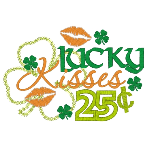 St Patrick (29) Lucky Kisses Applique 5x7