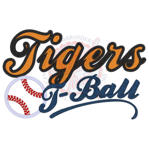 T-Ball (10) Tigers T-Ball Applique 5x7