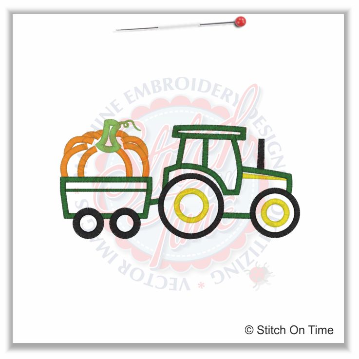 33 Thanksgiving : Pumpkin Tractor Applique 5x7