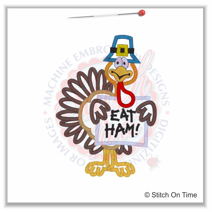 42 Thanksgiving : Turkey Eat Ham Applique 5x7