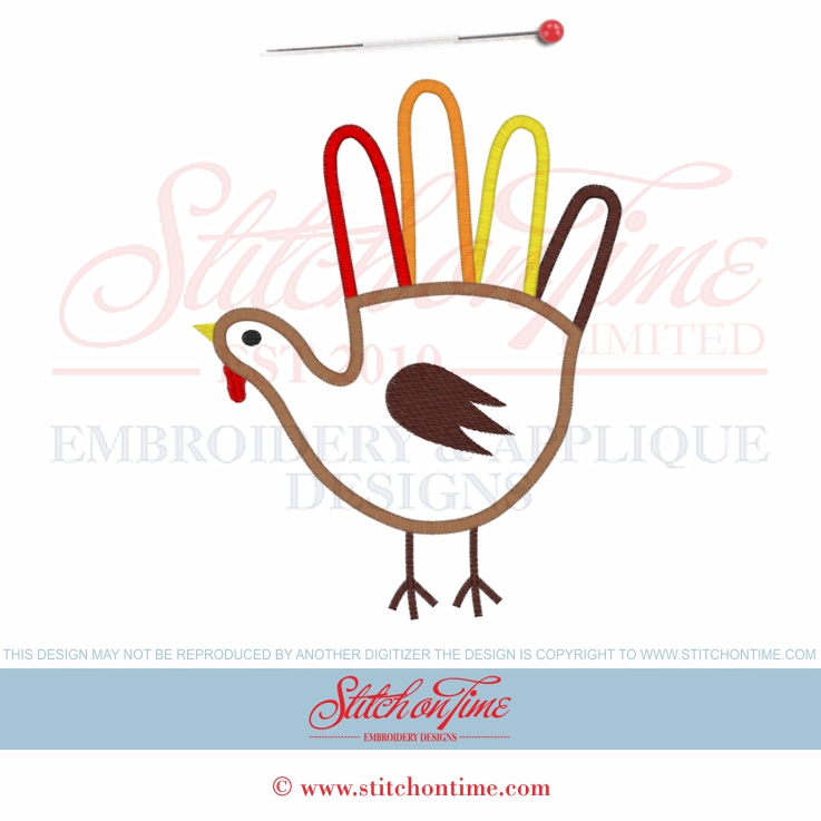65 Thanksgiving : Hand Turkey 3 Hoop Sizes