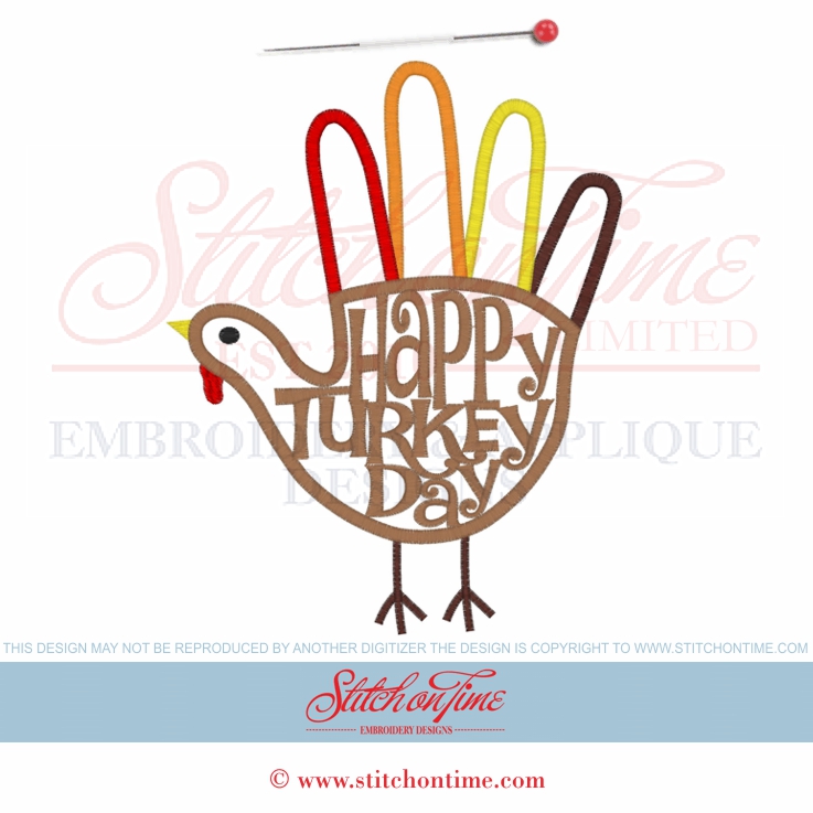 66 Thanksgiving : Happy Turkey Day Applique 6x10