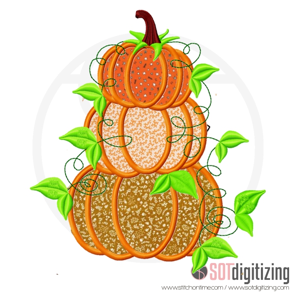 86 Thanksgiving : Stacked Pumpkins Applique